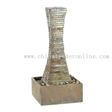 Square Pillar Rustic Slate Floor Fountain